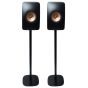 Par av Vebos stativ med KEF LS50 i svart utförande