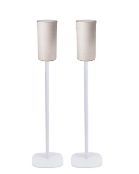 Par av Vebos stativ med Samsung R1 WAM1501 i vitt utförande