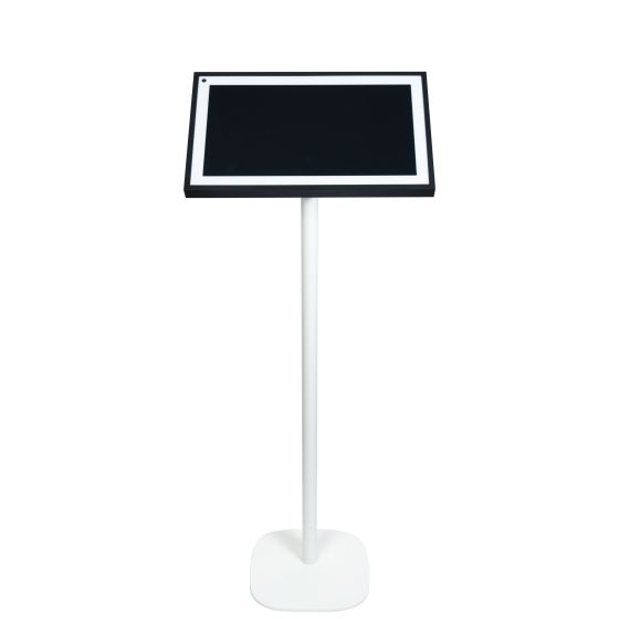 Vebos stativ med Amazon Echo Show 15 i vitt utförande