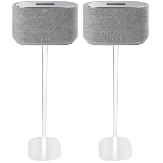 Par av Vebos stativ med Harman Kardon Citation 500 i vitt utförande