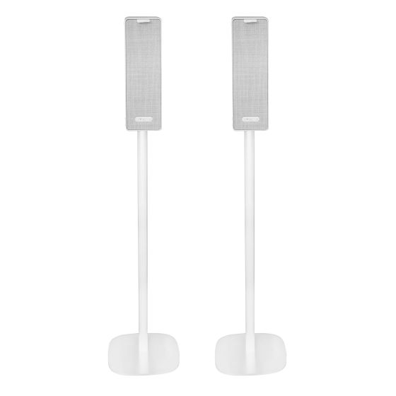 Par av Vebos stativ med Ikea Symfonisk Vertikal i vitt utförande